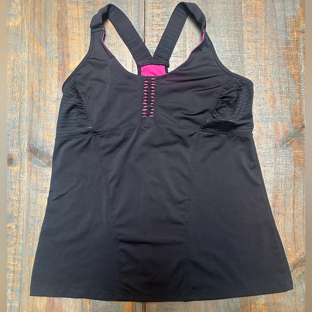 Lucky in Love Black and Pink Athletic Tank Top (medium)